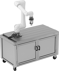 Image of ProductInUse. Robot Arm and Attached Tools Not Included. Front orientation. Robot Workstations. T-Slotted Robot Workstations.