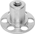 Image of Product. Top View. Bottom orientation. Adhesive-Mount Nuts. Stainless Steel Closed-End Adhesive-Ready Nuts.