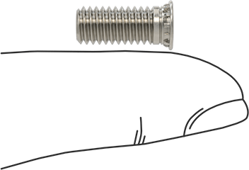 Image of Product. Side1 orientation. Contains SizingReference. Press-Fit Studs, 18-8 Stainless Steel, M6 x 1 mm Thread, 15 mm Long, PEM® Fhs-M6-15.