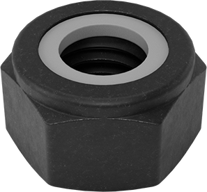 Image of Product. Bottom orientation. 18-8 Stainless Steel Nylon-Insert Locknut, Black-Oxide, M8 x 1.25 Thread.