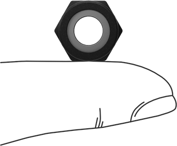 Image of Product. Side1 orientation. Contains SizingReference. 18-8 Stainless Steel Nylon-Insert Locknut, Black-Oxide, M8 x 1.25 Thread.