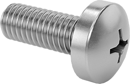 Image of Product. Front orientation. Sealing Pan Head Screws, M3 x 0.5 mm Thread, 8 mm Long.