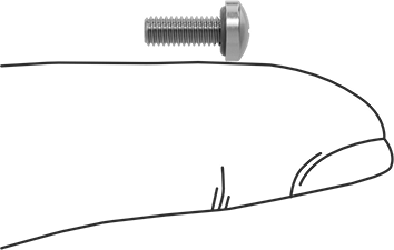Image of Product. Side1 orientation. Contains SizingReference. Sealing Pan Head Screws, M3 x 0.5 mm Thread, 8 mm Long.