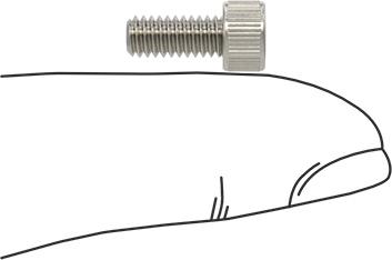 Image of Product. Side1 orientation. Contains SizingReference. 18-8 Stainless Steel Thread-Locking Socket Head Screw, 8-32 Thread Size, 3/8" Long.
