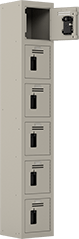 Image of Product. Front orientation. 6 ft. High. Corrosion-Resistant Plastic Lockers, 6 Lockers Down, 1 Locker Across.
