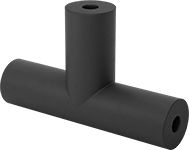 Image of Product. Front orientation. Pipe Insulation. Rubber Foam Pipe Insulation, Solid Tees.