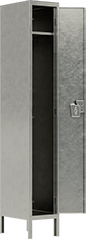 Image of Product. Front orientation. 6 ft. High. Harsh Environment Stainless Steel Lockers, 1 Locker Down, 1 Locker Across.