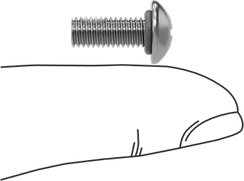 Image of Product. Side1 orientation. Contains SizingReference. Vibration-Resistant Sealing Rounded Head Screws, 10-32 Thread Size, 1/2" Long.