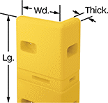 Image of Product. 90° Angle. Bottom orientation. ZoomedIn view. Contains Annotated. Corner Guards. High-Visibility Plastic Corner Guards, 90° Angle.