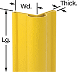 Image of Product. Bullnose 90° Angle. Bottom orientation. ZoomedIn view. Contains Annotated. Corner Guards. High-Visibility Plastic Corner Guards, Round—Bullnose 90° Angle.