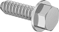 Image of Product. Front orientation. Tapping Screws. Steel Flanged Hex Head Blunt Screws for Sheet Metal.