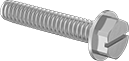 Image of Product. Front orientation. Tapping Screws. Steel Flanged Slotted Hex Head Thread-Forming Screws.