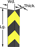 Image of Product. Style 2. Bottom orientation. Contains Annotated. Corner Guards. High-Visibility Rubber Corner Guards, Style 2—90° Angle.