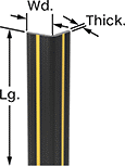 Image of Product. Style 1. Bottom orientation. Contains Annotated. Corner Guards. High-Visibility Rubber Corner Guards, Style 1—90° Angle.