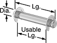 Image of Product. Front orientation. Contains Annotated. Clevis Pins. Headless Clevis Pins with Retaining Ring Grooves.