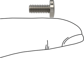 Image of Product. Side1 orientation. Contains SizingReference. 316 Stainless Steel Pan Head Slotted Screws, 8-32 Thread Size, 3/8" Long.