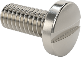 Image of Product. Front orientation. 316 Stainless Steel Pan Head Slotted Screws, 8-32 Thread Size, 3/8" Long.