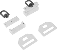 Image of Product. Front orientation. Forklift Tie-Down Clamps.