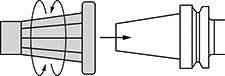 Image of ProductInUse. Side1 orientation. CrossSection view. Contains Annotated. Tool Holder Cleaning Tools. For Tool Holder Shanks.