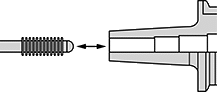 Image of ProductInUse. Side1 orientation. CrossSection view. Contains Annotated. Tool Holder Cleaning Tools. For Tool Holder Bores—Round.