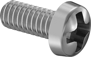 Image of Product. Front orientation. Narrow Cheese Head Phillips Screws, M2 x 0.4mm Thread, 5mm Long.