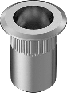 Image of Product. Front orientation. Aluminum Rivet Nut, 10-32 Internal Thread, .020"-.130" Material Thickness.