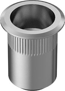 Image of Product. Front orientation. Aluminum Rivet Nut, 1/4"-20 Internal Thread, .027"-.165" Material Thickness.