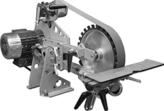 Image of ProductInUse. Contact Wheel Positioned Vertically. Front orientation. Sanders. Adjustable-Configuration Stationary Belt Sanders.