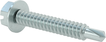Image of Product. Back orientation. Steel Flanged Slotted Hex Head Drilling Screws, Zinc-Plated, 5/16" Screw Size, 2" Long.