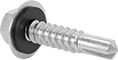 Image of Product. Back orientation. Tapping Screws. Sealing Steel Flanged Hex Head Drilling Screws with Washer.