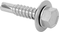 Image of Product. Front orientation. Tapping Screws. Sealing Steel Flanged Hex Head Drilling Screws with Washer.