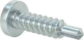 Image of Product. Back orientation. Phillips Rounded Head Drilling Screws, Zinc-Plated Steel, Number 10 Size, 3/4" Long.
