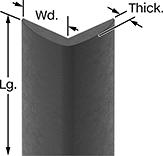 Image of Product. Bottom orientation. Contains Annotated. Corner Guards. Rubber Corner Guards, Round—90° Angle.