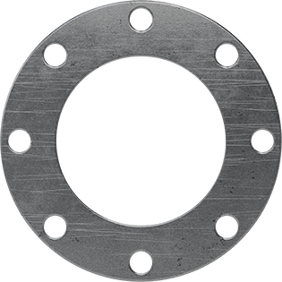 Image of Product. Front orientation. High-Temperature Graphite Gasket, with Bolt Holes, for 6 Pipe Size, ANSI Class 150.