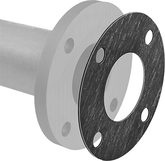 Image of ProductInUse. Front orientation. High-Temperature Graphite Gasket, with Bolt Holes, for 2 Pipe Size, ANSI Class 150.