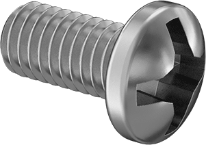 Image of Product. Front orientation. JIS Stainless Steel Pan Head Screws, M3 x 0.5 mm Thread, 6 mm Long.