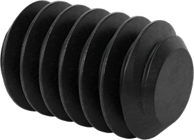 Image of Product. Back orientation. Black-Oxide Alloy Steel Flat-Tip Set Screw, 1/4"-20 Thread Size, 3/8" Long.