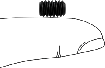 Image of Product. Side1 orientation. Contains SizingReference. Black-Oxide Alloy Steel Flat-Tip Set Screw, 1/4"-20 Thread Size, 3/8" Long.