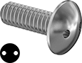 Image of Product. Front orientation. Rounded Head Screws. Tamper-Resistant Drilled Spanner Stainless Steel Truss Head Screws.