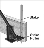 Image of System. Front orientation. Contains Annotated, Border. Stake Pullers. Concrete Form-Board Stake Pullers.