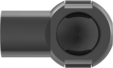 Image of Product. Front orientation. Gas Spring End Fitting, Snap-on Ball Socket, Zinc-Plated Steel, M6 Thread Size, 0.43" Wide.