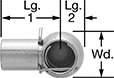 Image of Attribute. Front orientation. Contains Annotated. Gas Spring End Fittings. Ball Socket Gas Spring End Fittings with Safety Clip , Zinc-Plated Steel.