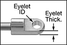 Image of Attribute. Front orientation. Contains Annotated, Border. Gas Springs With Eyelet Fittings.