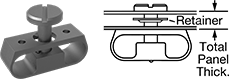 Image of Product. Front orientation. Contains Annotated, MultipleImages. Captive Panel Screws. Rounded Head Quarter-Turn Captive Panel Screws with Rivet-Mount Nut, Acetal, Slotted Drive.