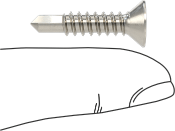 Image of Product. Side1 orientation. Contains SizingReference. Phillips Flat Head Drilling Screw, 410 Stainless Steel, Number 12 Size, 1" Long.
