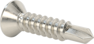 Image of Product. Back orientation. Phillips Flat Head Drilling Screw, 410 Stainless Steel, Number 12 Size, 1" Long.