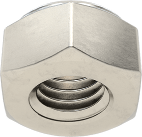 Image of Product. Bottom orientation. 316 Stainless Steel High-Profile Nylon-Insert Locknut, M8 x 1.25 mm Thread, DIN 985.