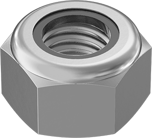 Image of Product. Front orientation. 316 Stainless Steel High-Profile Nylon-Insert Locknut, M8 x 1.25 mm Thread, DIN 985.