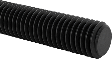 Image of Product. Front orientation. Medium-Strength Threaded Rod, Black-Oxide Grade B7 Steel, 1/2"-13 Thread Size, 3 Feet Long.