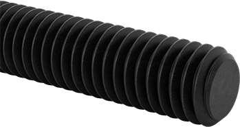 Image of Product. Front orientation. Medium-Strength Threaded Rod, Black-Oxide Grade B7 Steel, 3/8"-16 Thread Size, 8 Feet Long.